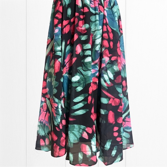 Torrid Butterfly Floral Print Midi Chiffon Mock Neck Skater Dress Size 1 1XL NWT - Picture 12 of 13